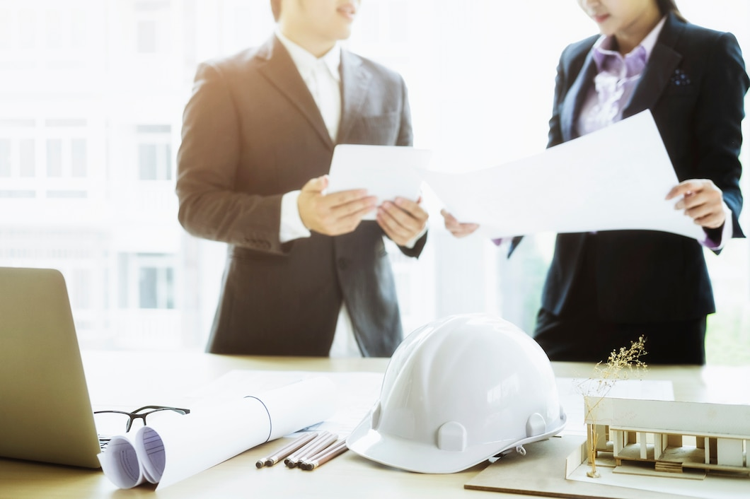 Engineer meeting for architectural project working