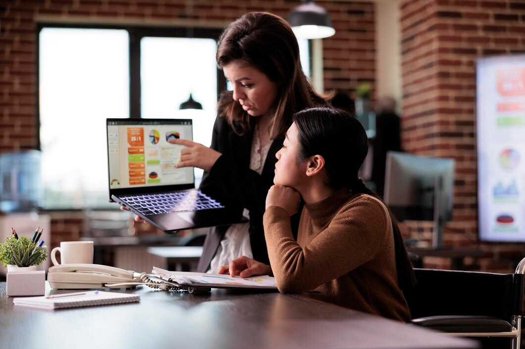 Businesswomen doing project teamwork