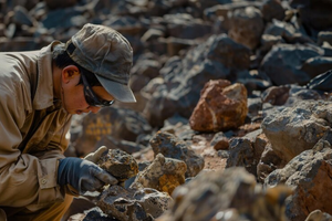 Collectors-analyzing-and-categorizing-meteorite-finds
